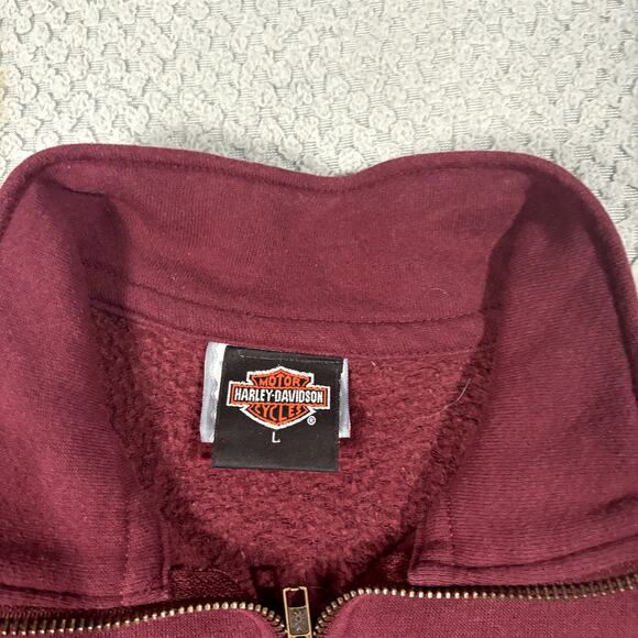 VTG 90's Harley Davidson USA Made Men's Maroon 1/4 Zip Sweatshirt Sz L - Picture 5 of 8